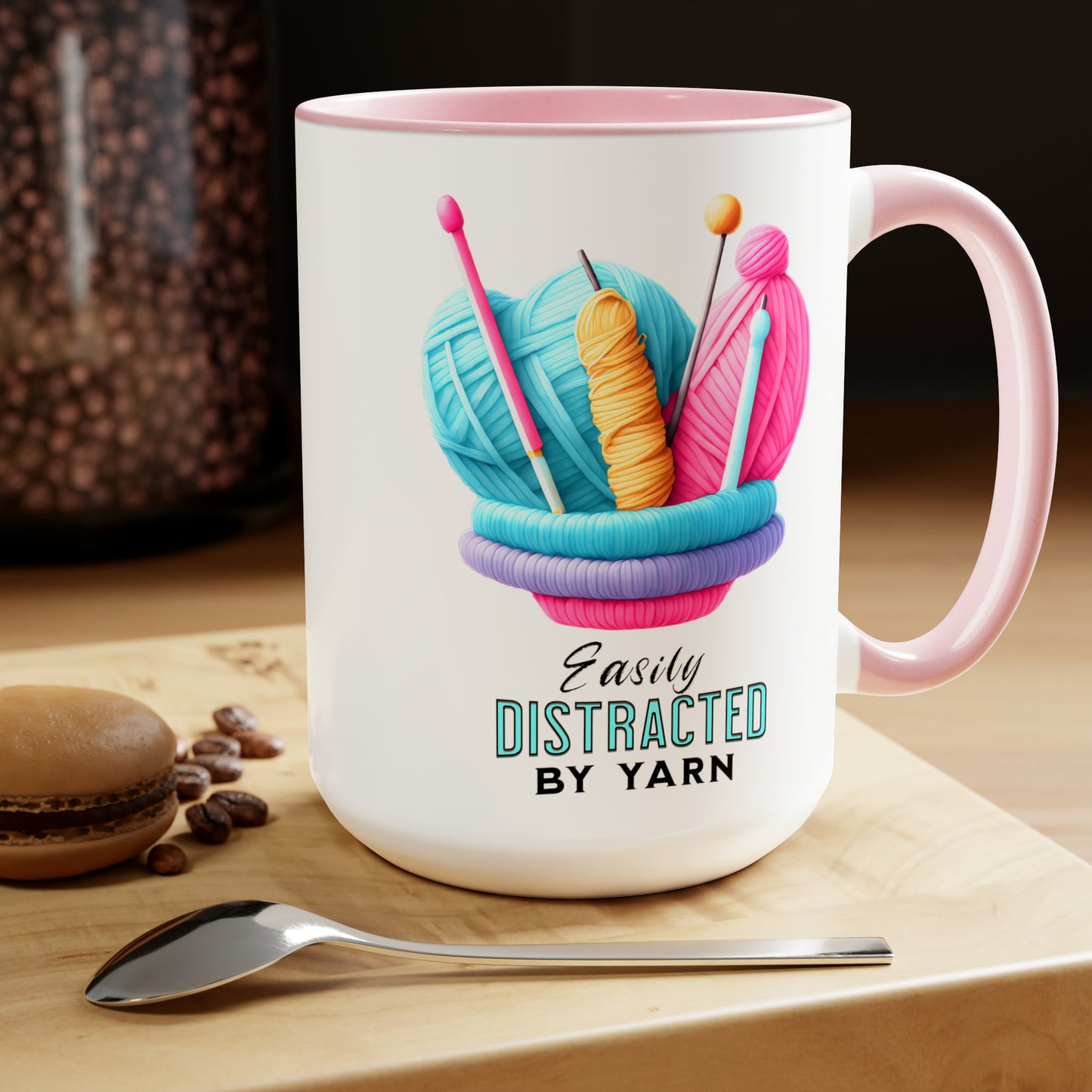 Easily Distracted by Yarn Crochet Coffee Mug15oz