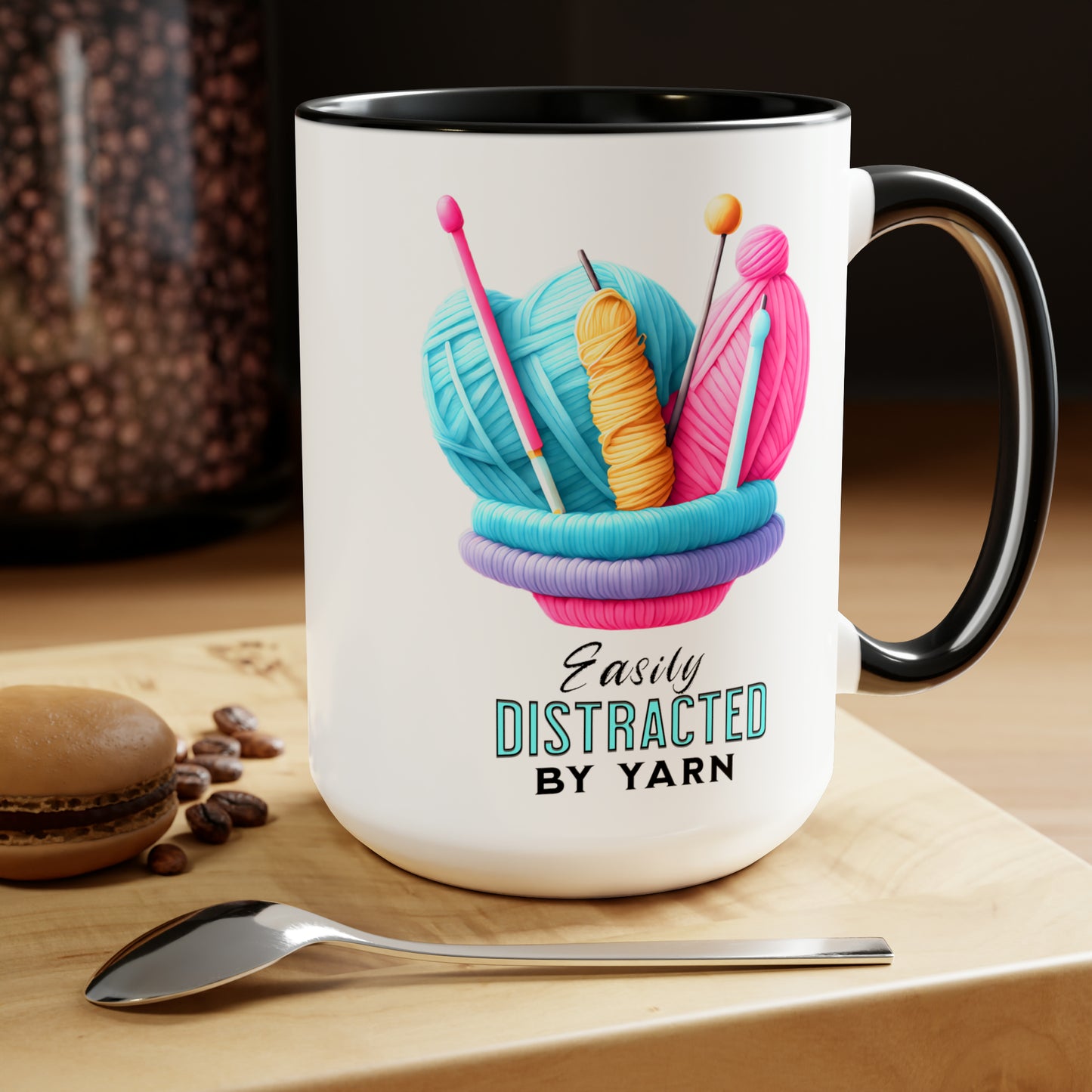 Easily Distracted by Yarn Crochet Coffee Mug15oz