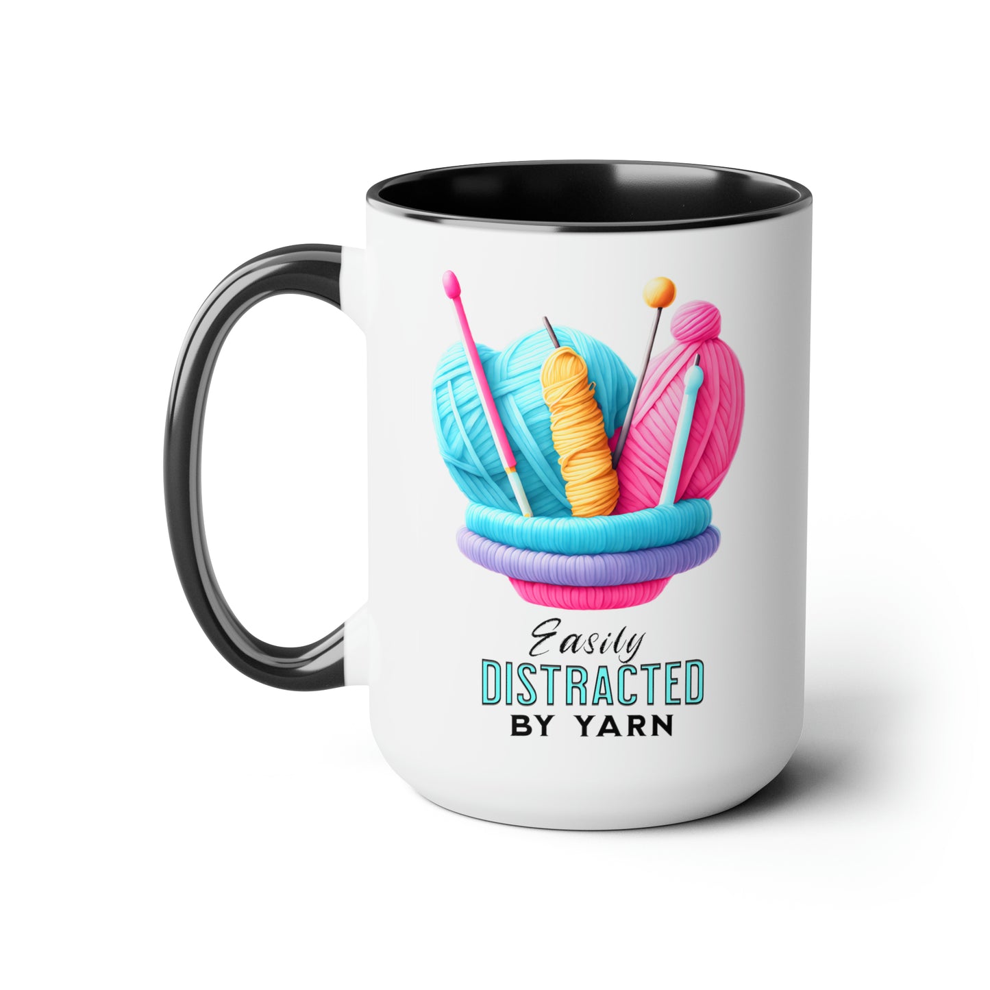 Easily Distracted by Yarn Crochet Coffee Mug15oz